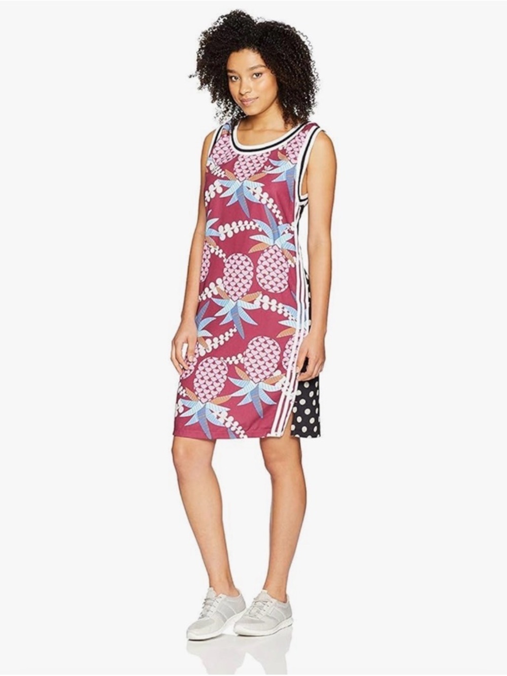 adidas Originals x Farm Tank Dress Multicoloured Pineapple Print sz S Polka Dots